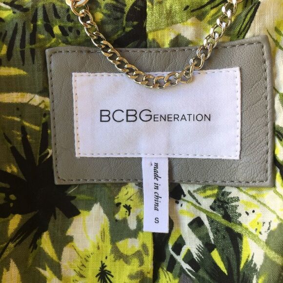 BCBG Faux Leather Front Zip Jacket Gray S - Picture 7 of 8